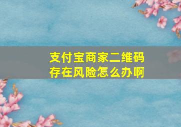 支付宝商家二维码存在风险怎么办啊