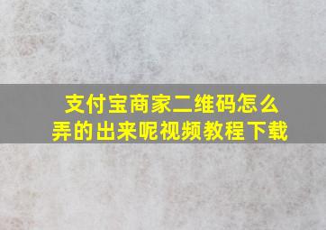 支付宝商家二维码怎么弄的出来呢视频教程下载