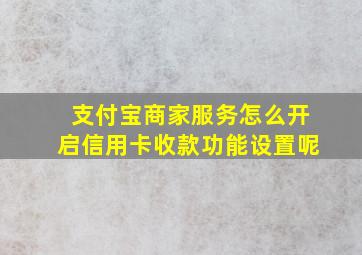 支付宝商家服务怎么开启信用卡收款功能设置呢