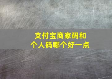 支付宝商家码和个人码哪个好一点