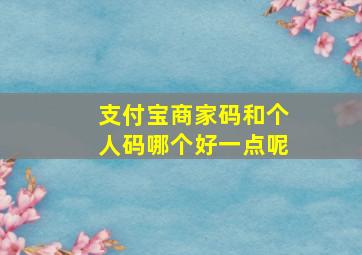 支付宝商家码和个人码哪个好一点呢