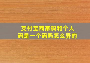 支付宝商家码和个人码是一个码吗怎么弄的