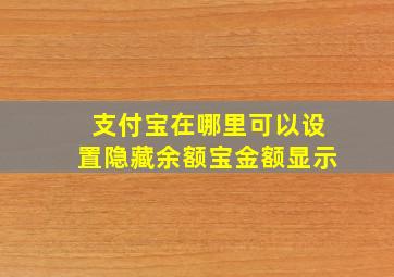 支付宝在哪里可以设置隐藏余额宝金额显示