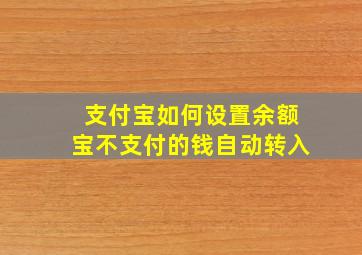 支付宝如何设置余额宝不支付的钱自动转入