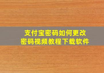 支付宝密码如何更改密码视频教程下载软件