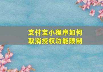 支付宝小程序如何取消授权功能限制