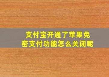 支付宝开通了苹果免密支付功能怎么关闭呢