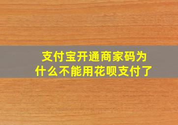 支付宝开通商家码为什么不能用花呗支付了