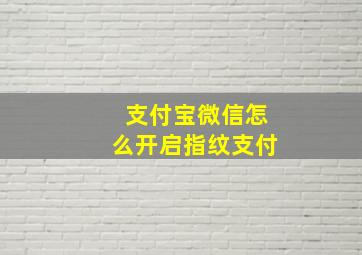 支付宝微信怎么开启指纹支付