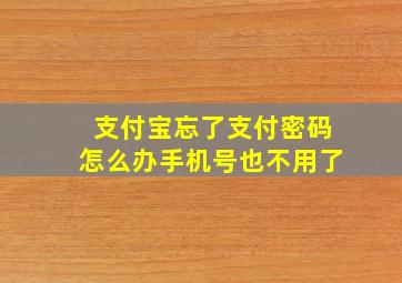 支付宝忘了支付密码怎么办手机号也不用了