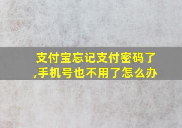 支付宝忘记支付密码了,手机号也不用了怎么办