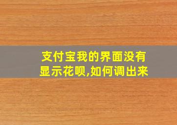 支付宝我的界面没有显示花呗,如何调出来