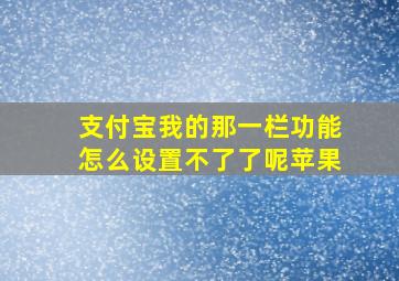 支付宝我的那一栏功能怎么设置不了了呢苹果