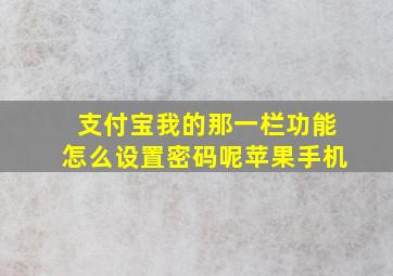 支付宝我的那一栏功能怎么设置密码呢苹果手机