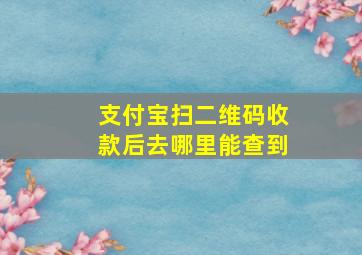 支付宝扫二维码收款后去哪里能查到