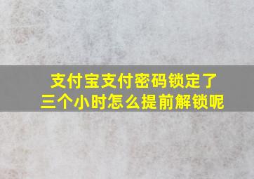 支付宝支付密码锁定了三个小时怎么提前解锁呢