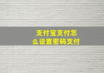 支付宝支付怎么设置密码支付