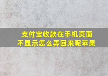 支付宝收款在手机页面不显示怎么弄回来呢苹果