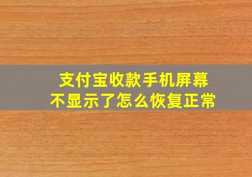 支付宝收款手机屏幕不显示了怎么恢复正常