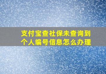 支付宝查社保未查询到个人编号信息怎么办理