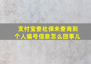 支付宝查社保未查询到个人编号信息怎么回事儿