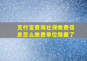 支付宝查询社保缴费信息怎么缴费单位隐藏了