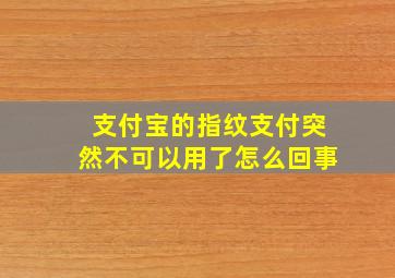 支付宝的指纹支付突然不可以用了怎么回事