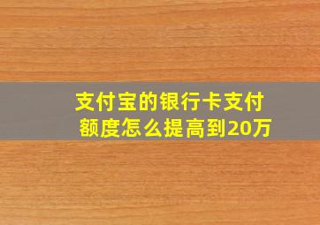 支付宝的银行卡支付额度怎么提高到20万