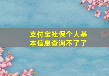 支付宝社保个人基本信息查询不了了