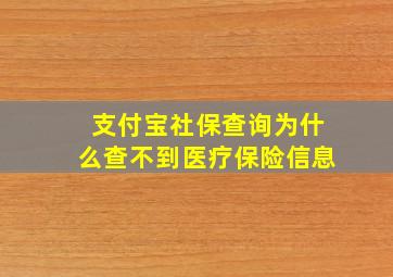 支付宝社保查询为什么查不到医疗保险信息