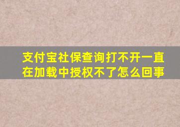 支付宝社保查询打不开一直在加载中授权不了怎么回事