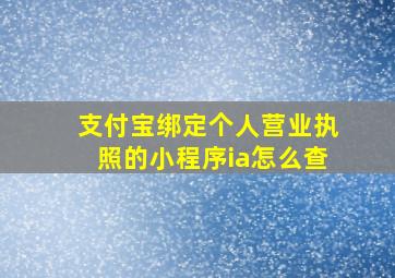 支付宝绑定个人营业执照的小程序ia怎么查