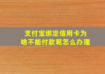 支付宝绑定信用卡为啥不能付款呢怎么办理