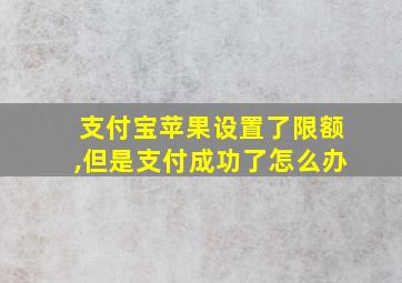 支付宝苹果设置了限额,但是支付成功了怎么办