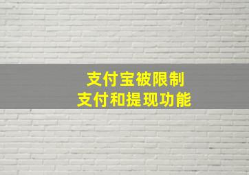 支付宝被限制支付和提现功能