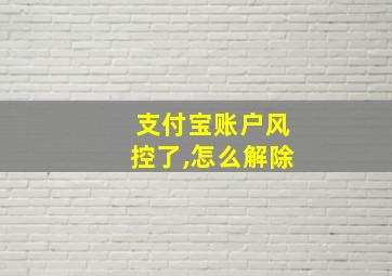 支付宝账户风控了,怎么解除