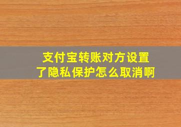 支付宝转账对方设置了隐私保护怎么取消啊