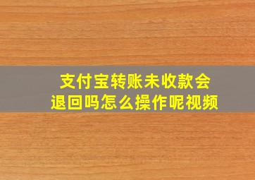 支付宝转账未收款会退回吗怎么操作呢视频