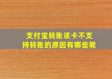 支付宝转账该卡不支持转账的原因有哪些呢