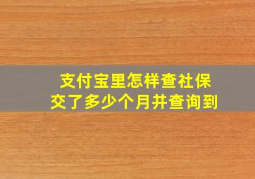 支付宝里怎样查社保交了多少个月并查询到