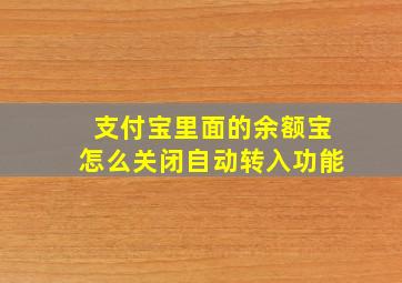 支付宝里面的余额宝怎么关闭自动转入功能