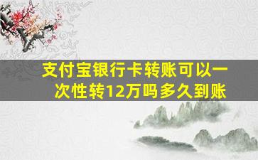 支付宝银行卡转账可以一次性转12万吗多久到账