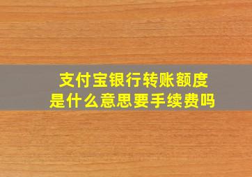 支付宝银行转账额度是什么意思要手续费吗