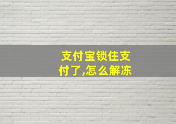 支付宝锁住支付了,怎么解冻