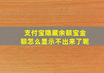 支付宝隐藏余额宝金额怎么显示不出来了呢