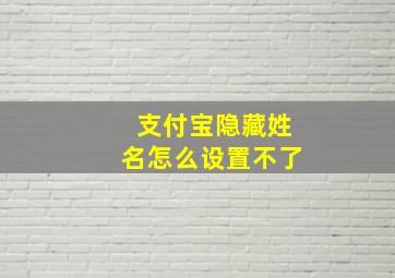 支付宝隐藏姓名怎么设置不了