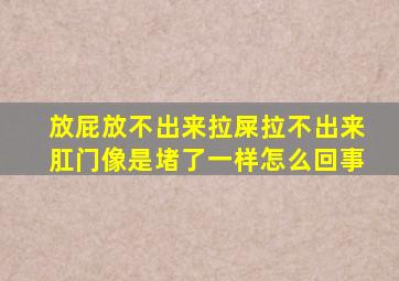 放屁放不出来拉屎拉不出来肛门像是堵了一样怎么回事