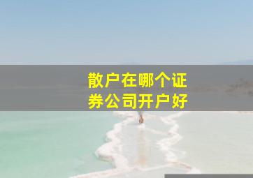 散户在哪个证券公司开户好