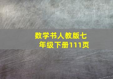 数学书人教版七年级下册111页