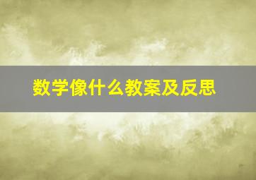 数学像什么教案及反思